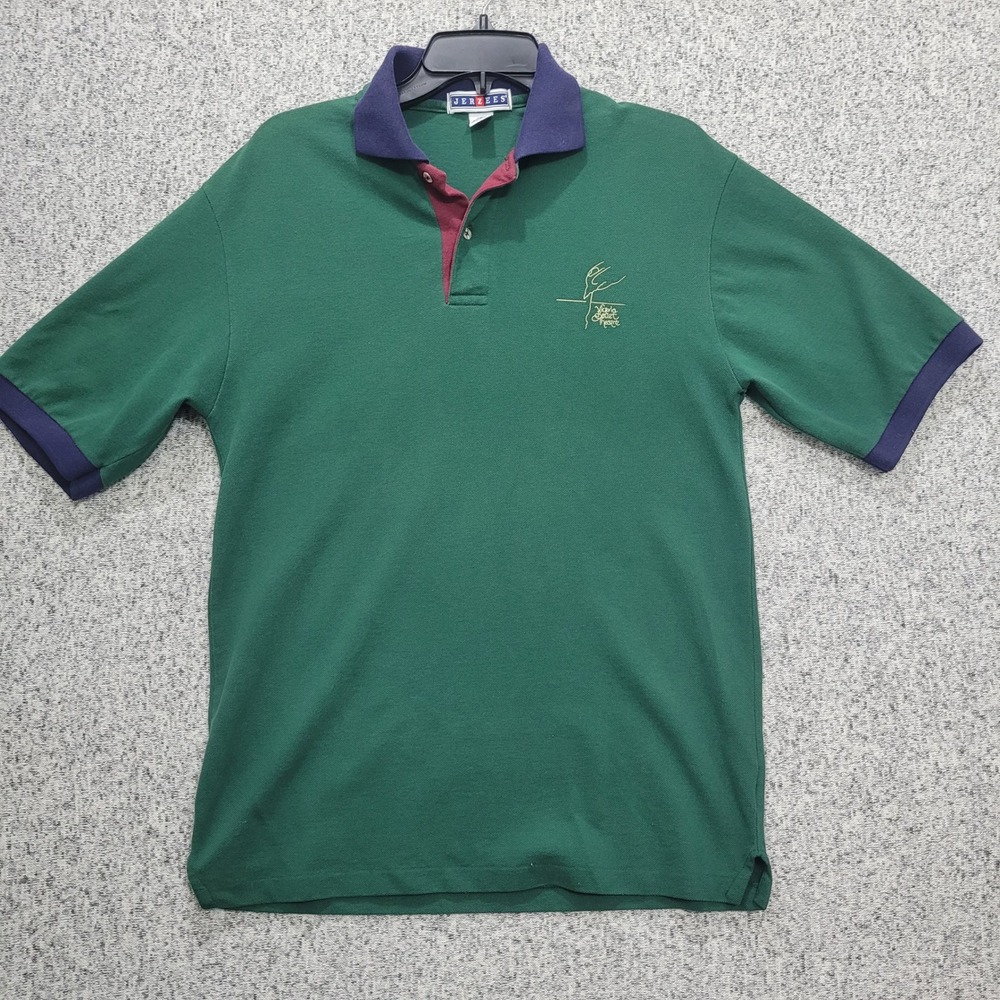 Vintage Jerzees Mens Green Victoria Ballet Theatre Polo Shirt Made in USA Medium